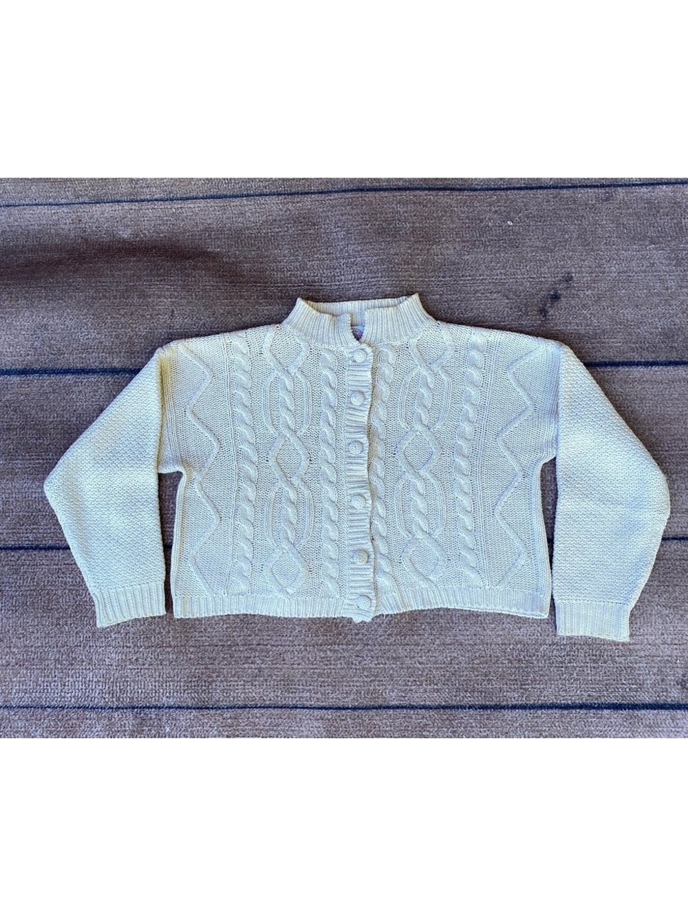 Vintage Cape Isle Knitters Linen Cotton Cable Knit Cardigan 90s Fisherman M